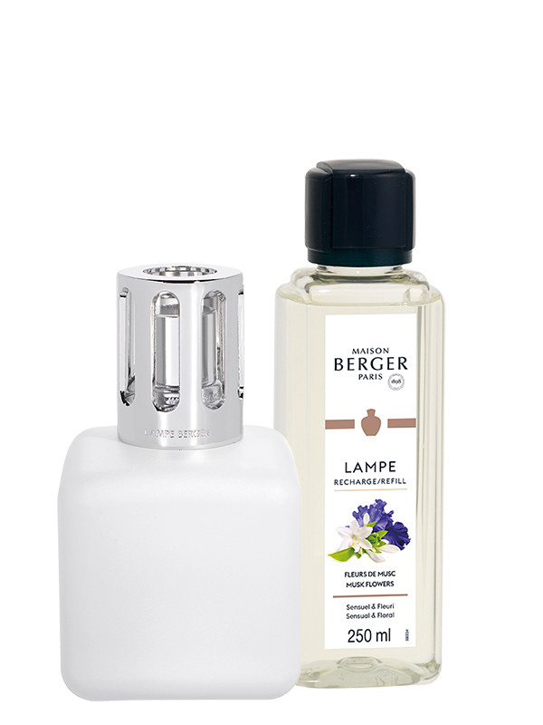 Coffret Lampe Berger Glaçon Blanc & parfum Délicat Musc blanc